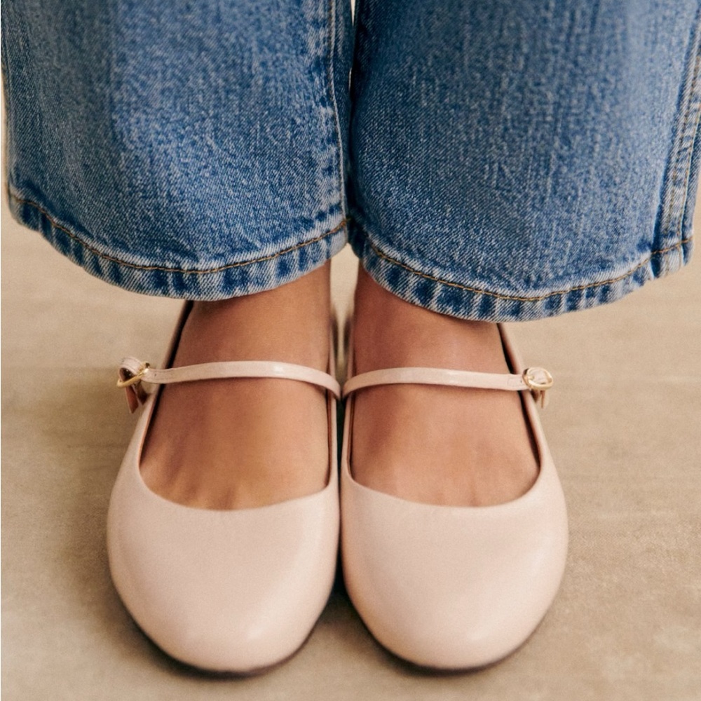🩰 Sézane Méline Low Ballerinas – Patent Light Pink – EU 39 (US 8-8.5)